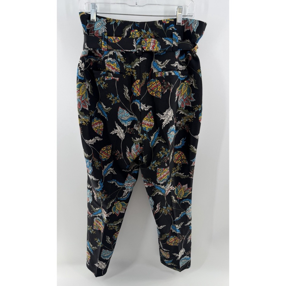 7th Ave Womens New York & Co Paisley Black Pants 10 Preppy Designer Spandex